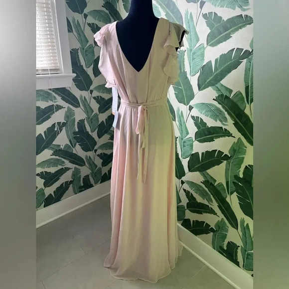 LEVKOFF Pink Ruffle Sleeve Chiffon Wrap Gown Size 10 NWT - Picture 7 of 7